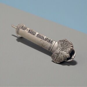 Pewter CAP-CHUR QUALIFIED Animal Tranquilizer Dart Gun Pin